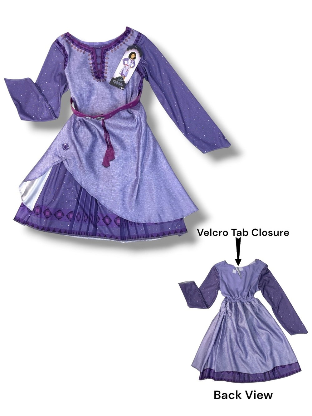 Disney Wish Asha Adventure Dress Up Costume Purple Girls Small 4-6X NEW - Picture 2 of 15